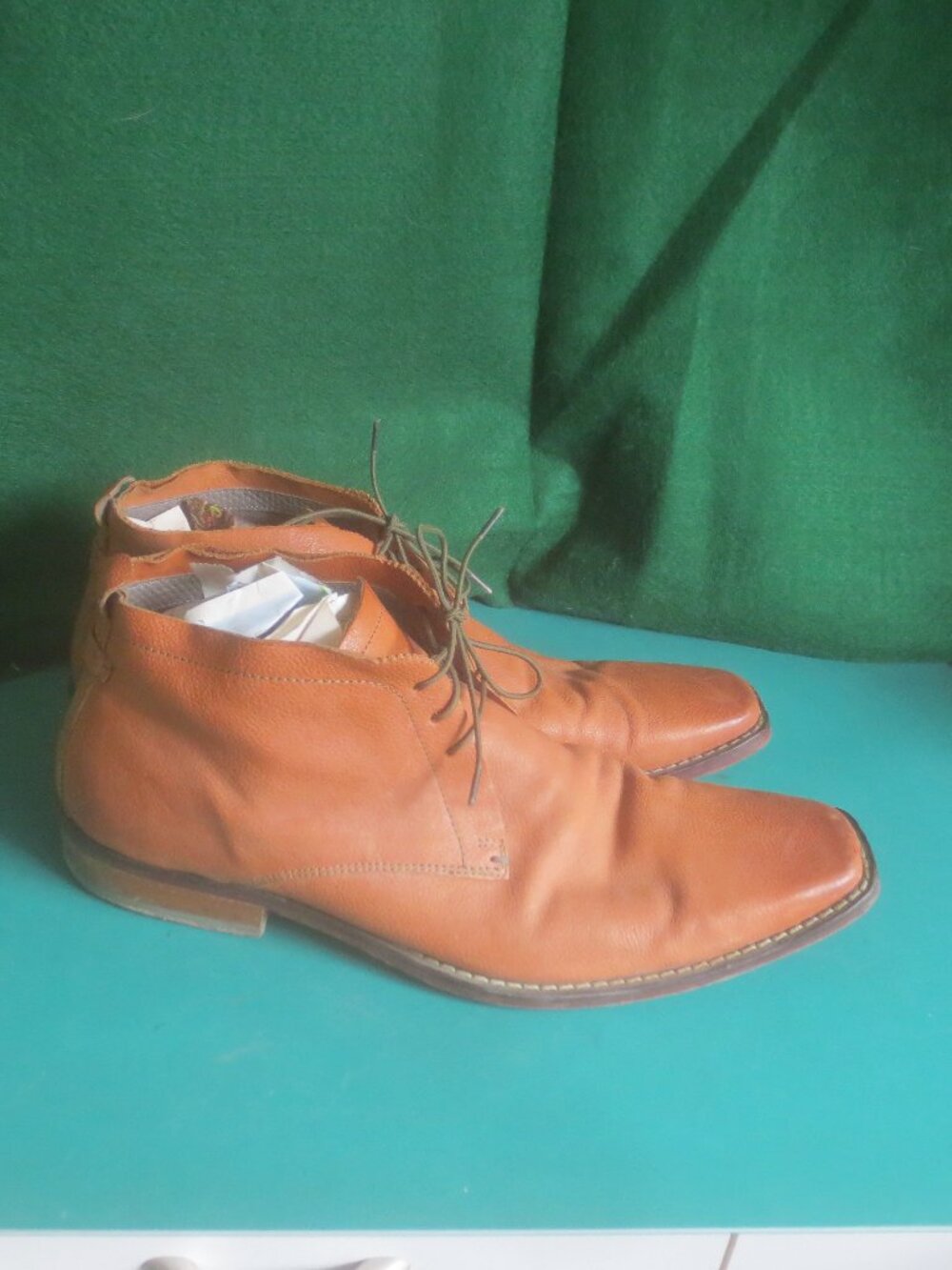 Ted Baker London Textured Brown Leather Ankle Lace Up Chukka Boots - Size 10 Men